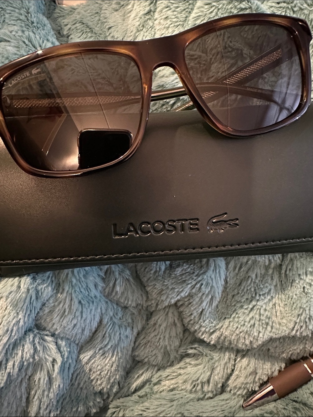 Lacoste Brown Gradient Sunglasses with Black Embossed Case